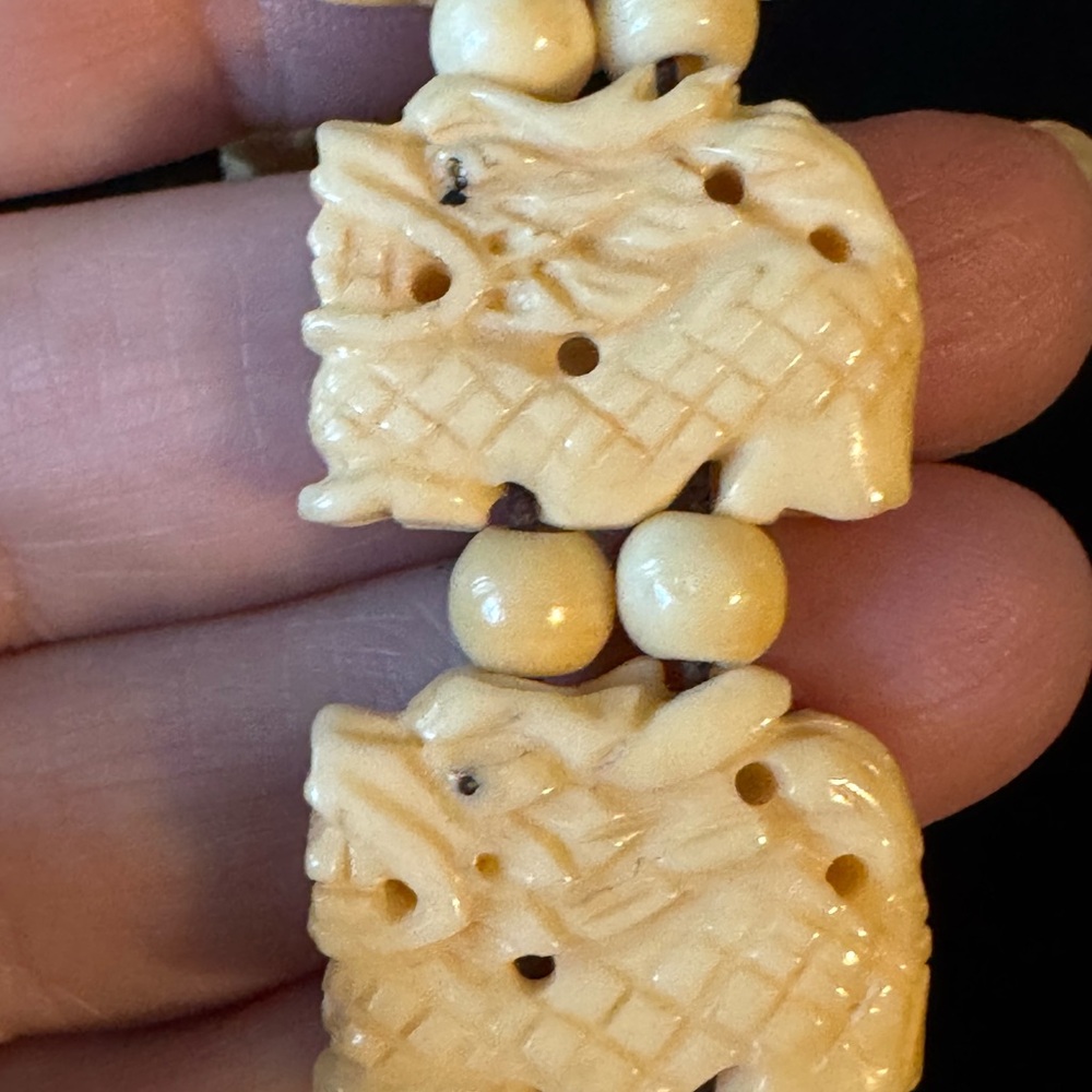 Vintage Hand-Carved Dragon Bracelet and Earrings - Picture 13 of 15